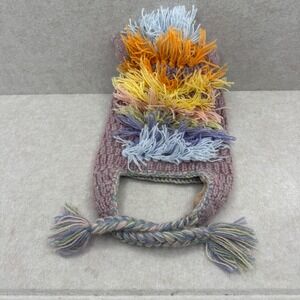 Andes Gifts Handmade Knit Unicorn Hat Rainbow Mane Fleece Lined‎ NWT Whimsical